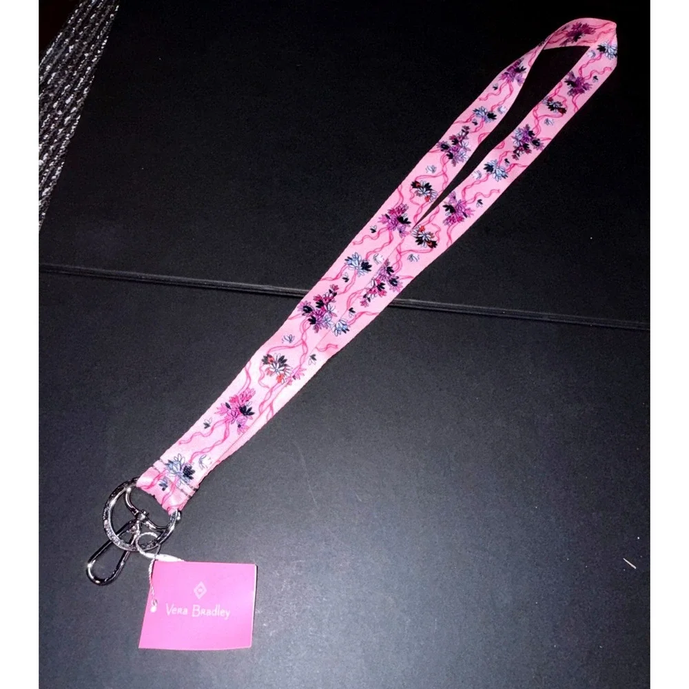 Vera Bradley Wide Lanyard Women Hope Blooms Pink NEW Floral Breast Cancer 26739